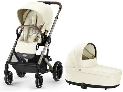 Cybex Balios S Lux 2 Stroller + Cot S Lux 2 Bundle - Taupe Frame / Seashell Beige