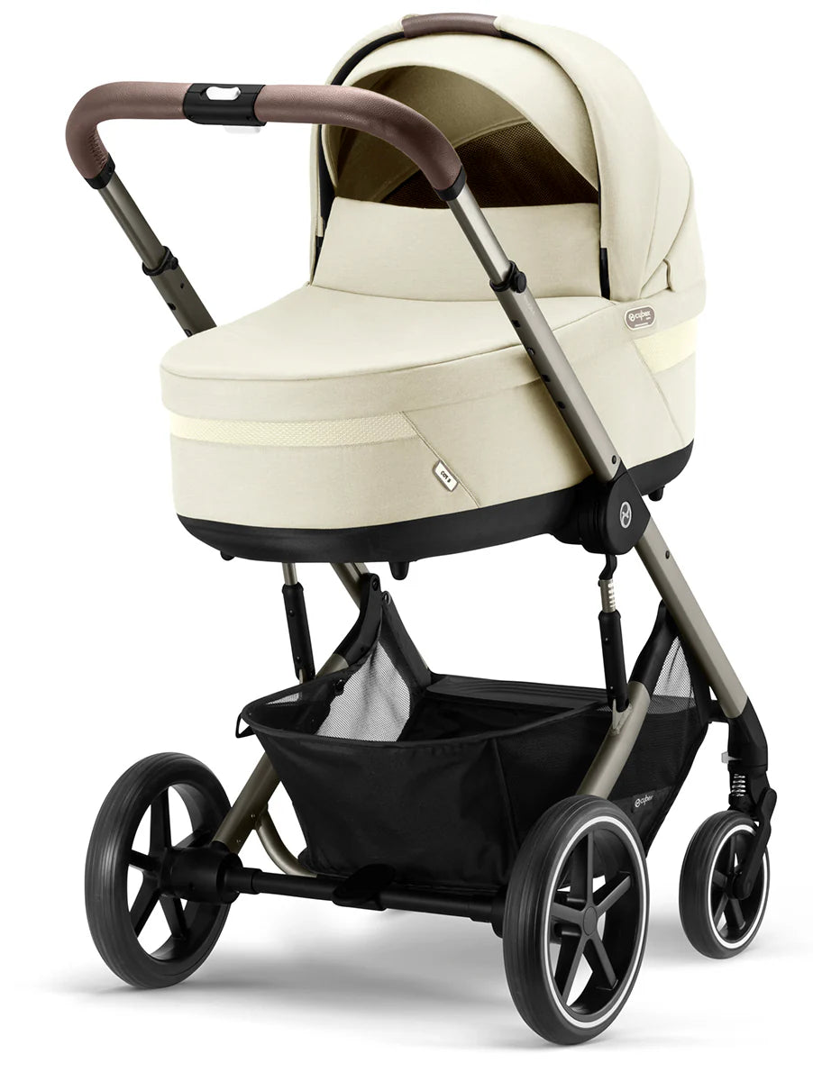 Cybex Balios S Lux 2 Stroller + Cot S Lux 2 Bundle - Taupe Frame / Seashell Beige