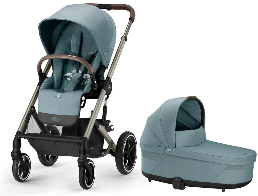 Cybex Balios S Lux 2 Stroller + Cot S Lux 2 Bundle - Taupe Frame / Sky Blue