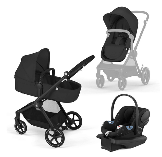 Cybex EOS Travel System - Moon Black (Black Frame) - Traveling Tikes 