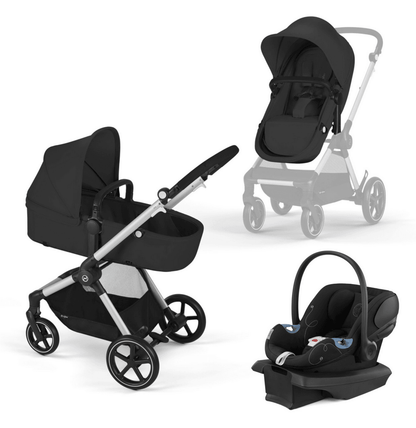 Cybex EOS Travel System - Moon Black (Silver Frame) - Traveling Tikes 