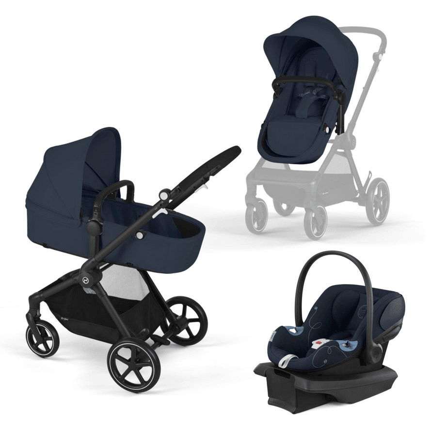 Cybex EOS Travel System - Ocean Blue (Black Frame) - Traveling Tikes 