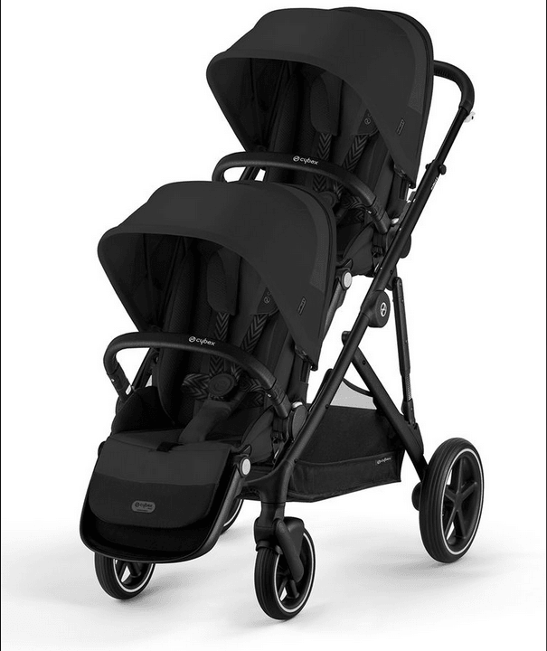 Cybex Gazelle S 2 Double Stroller Bundle - Black Frame / Moon Black - Traveling Tikes 