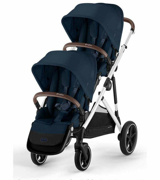 Cybex Gazelle S 2 Double Stroller Bundle - Silver Frame / Ocean Blue - Traveling Tikes 