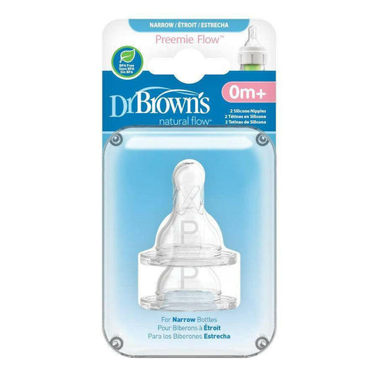 Dr. Brown’s Narrow Bottle Nipples Preemie, 2 Count - Traveling Tikes 