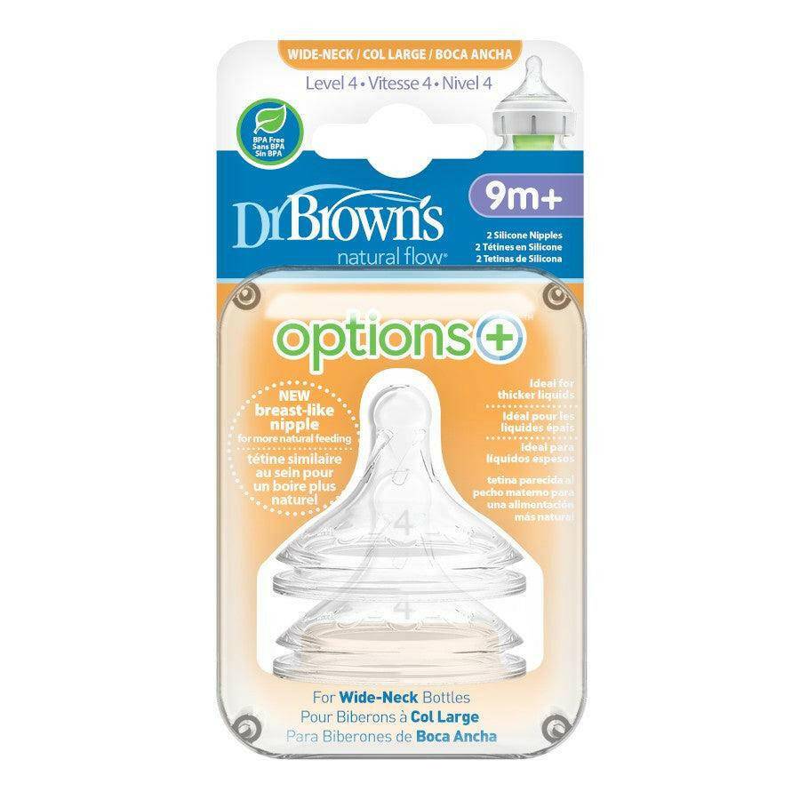 Dr. Brown’s Options+ Wide-Neck Baby Bottle Nipple Level 4 (9m+ Fast Flow)