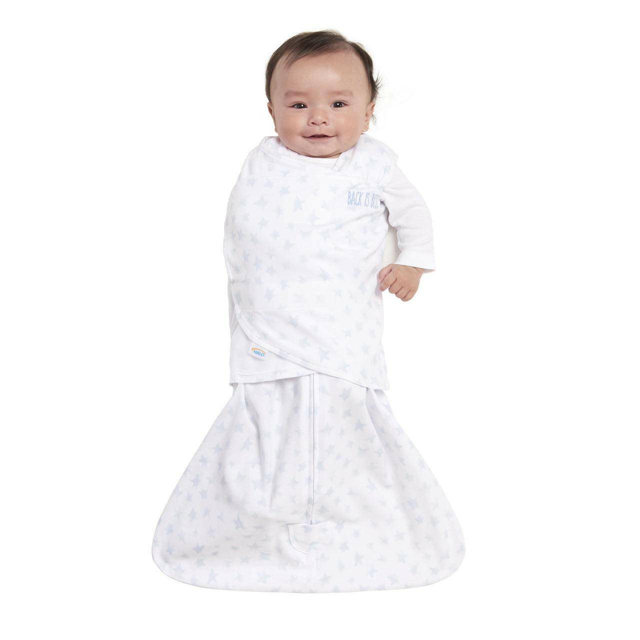 HALO SleepSack Swaddle Platinum - Pale Blue Twinkle (Small) - Traveling Tikes 