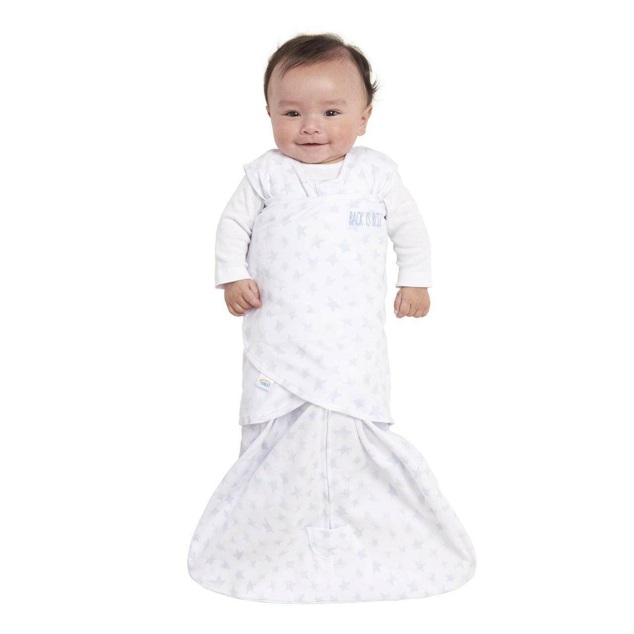 HALO SleepSack Swaddle Platinum - Pale Blue Twinkle (Small) - Traveling Tikes 