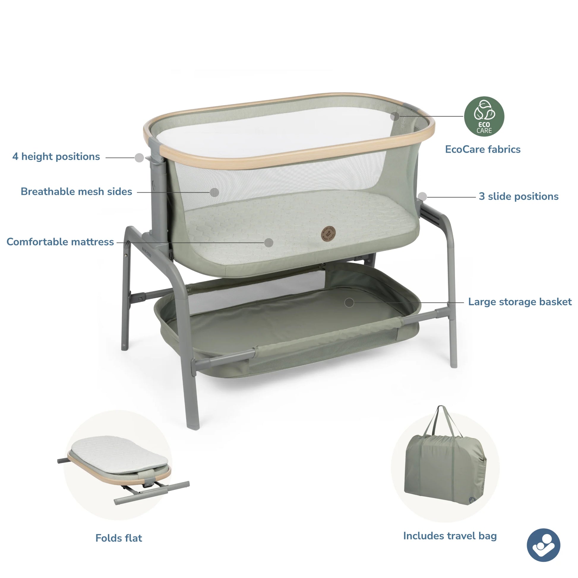 Maxi-Cosi Iora Bedside Bassinet - Classic Graphite