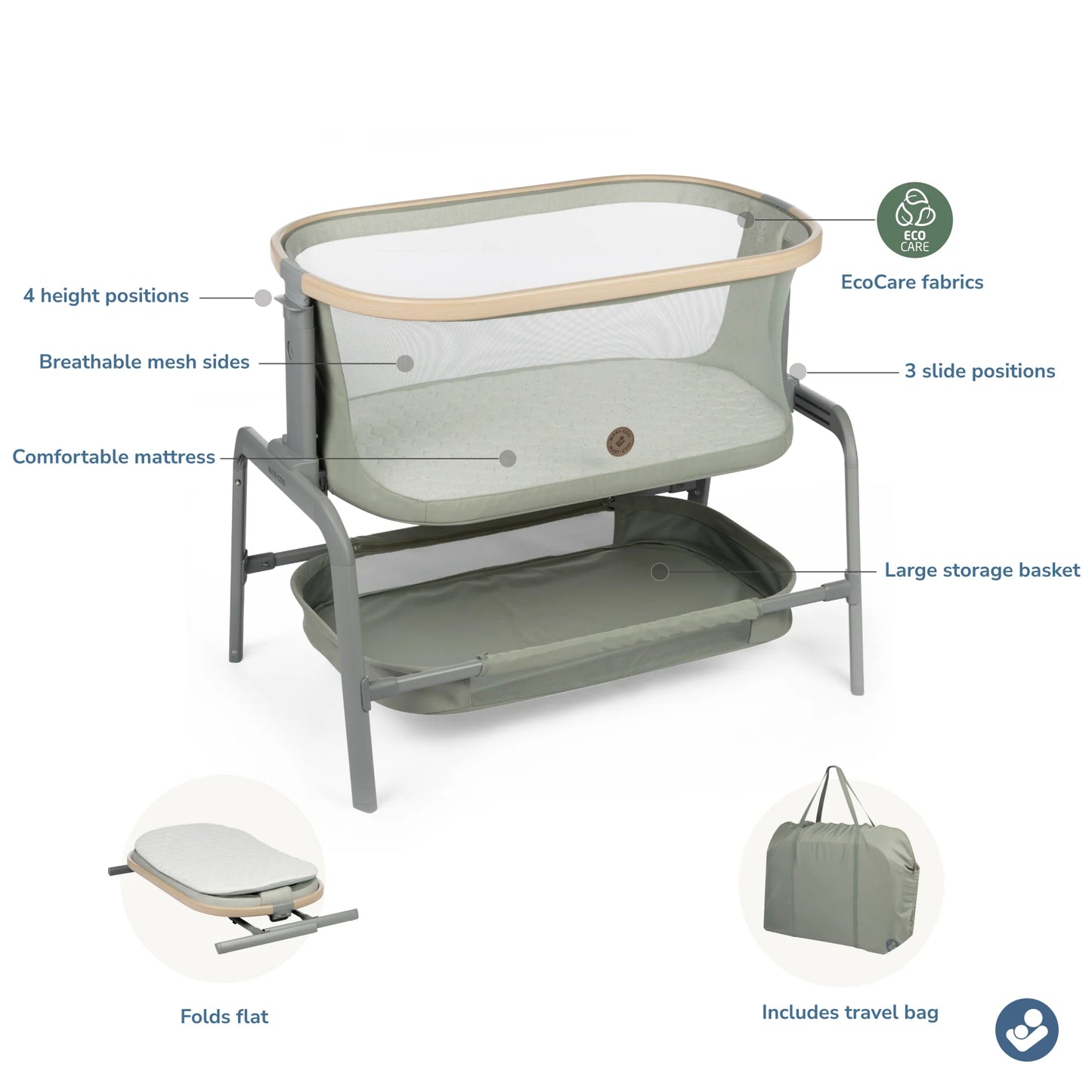 Maxi-Cosi Iora Bedside Bassinet - Classic Slate