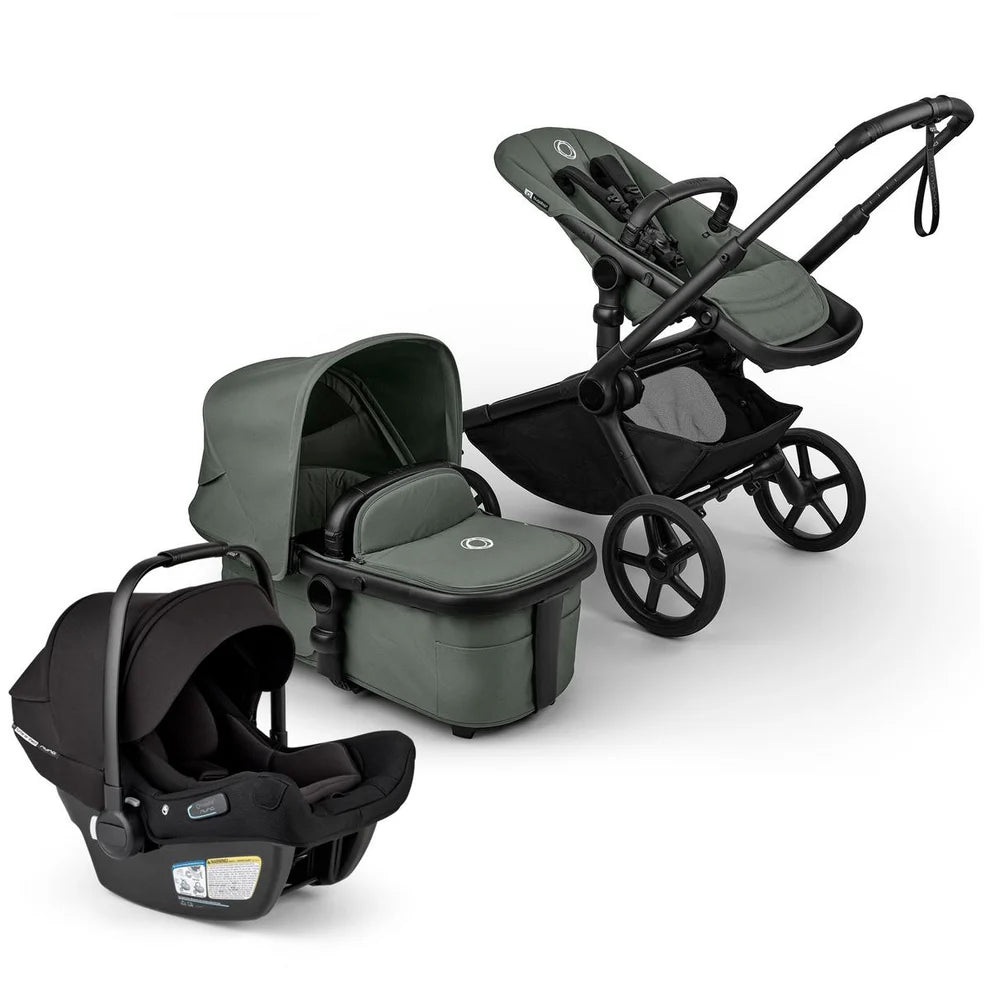 Bugaboo Kangaroo Complete + Turtle Air Shield By Nuna Travel System Bundle - Black / Forest Green / Forest Green / Black 100280035-400016001