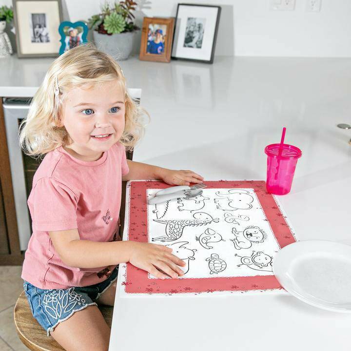 JL Childress Healthy Habits Disposable ColorMe Placemats, 24 Pack - Traveling Tikes 