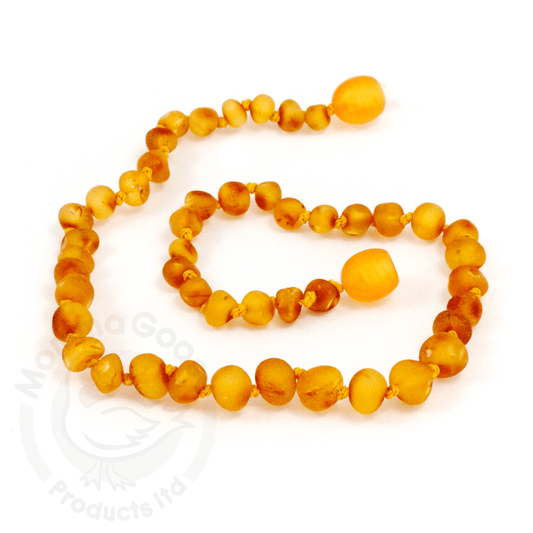 Momma Goose Baby Amber Necklace - Unpolished (Raw) Baroque Honey - Traveling Tikes 