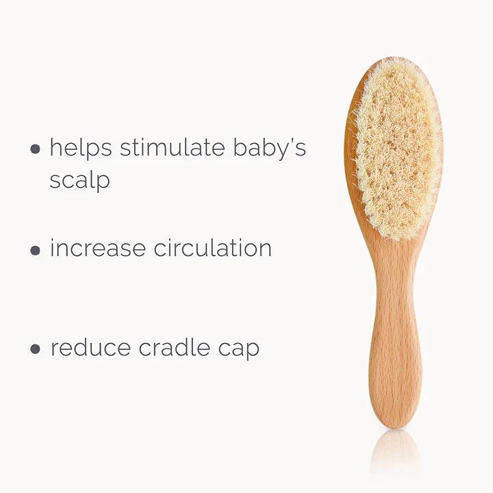 Natemia Wooden Baby Hair Brush With Natural Bristles - Traveling Tikes 