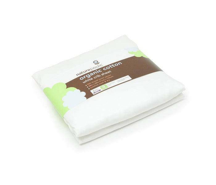 Naturepedic Organic Cotton Sateen Crib Sheet - White - Traveling Tikes 