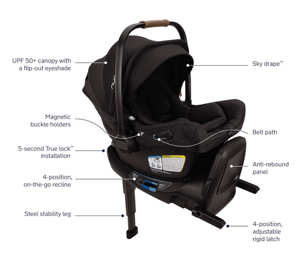 Nuna PIPA aire RX Infant Car Seat and RELX Base - Caviar - Traveling Tikes 