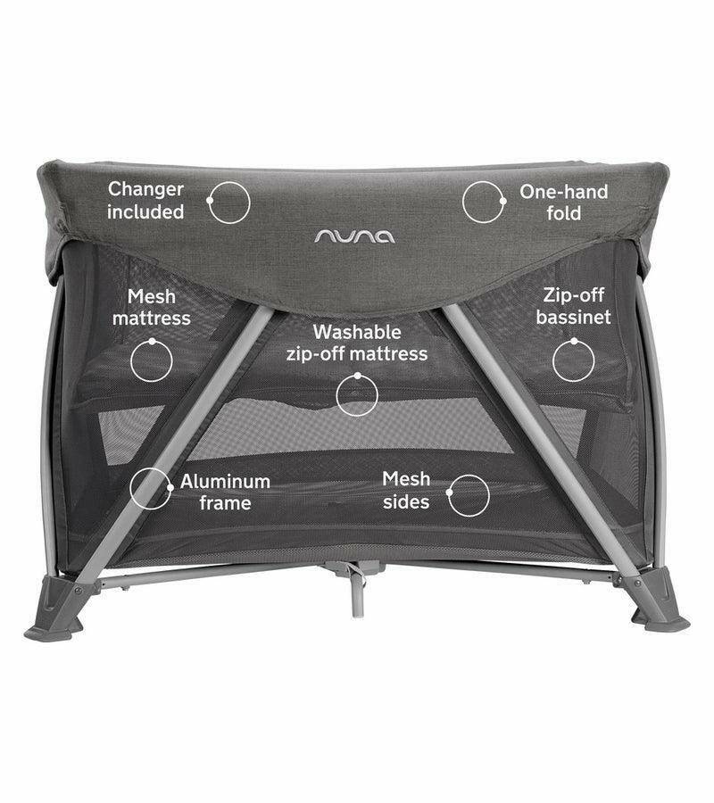 Nuna SENA Aire Playard with Zip-Off Bassinet + Changer (One Box) - Granite - Traveling Tikes 