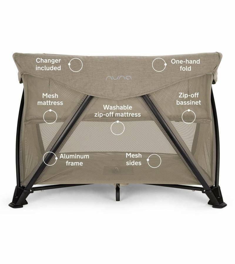 Nuna SENA Aire Playard with Zip-Off Bassinet - Hazelwood - Traveling Tikes 