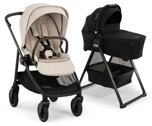 Nuna SWIV Stroller + LYTL Bassinet Bundle - Chai / Caviar ST18601CHA-CD15300CVR