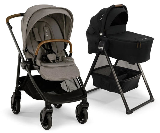 Nuna SWIV Stroller + LYTL Bassinet Bundle - Granite / Caviar ST18601GRN-CD15300CVR