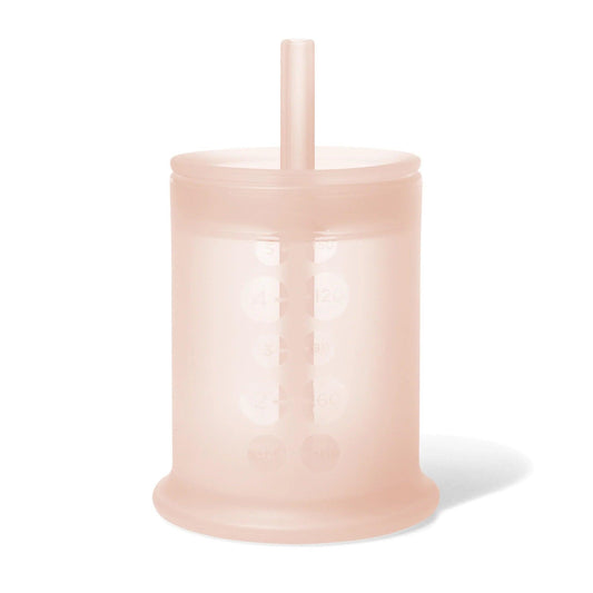 Olababy Training Cup with Lid + Straw - Coral - Traveling Tikes 