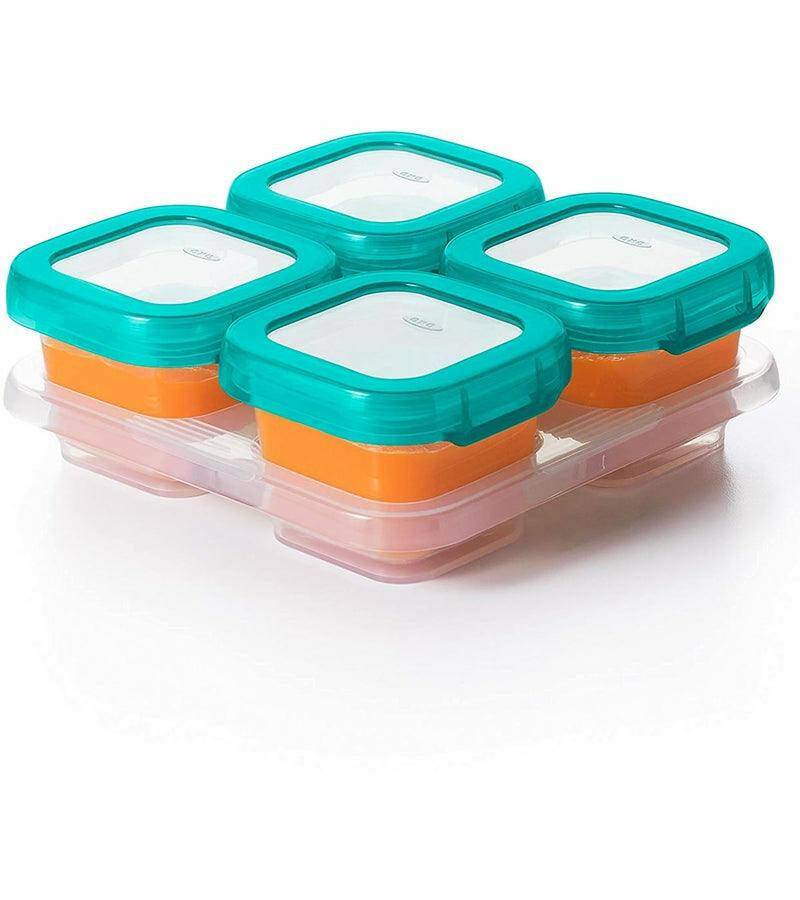 OXO Tot Baby Glass Baby Blocks Storage Containers, 4 oz - Teal - Traveling Tikes 