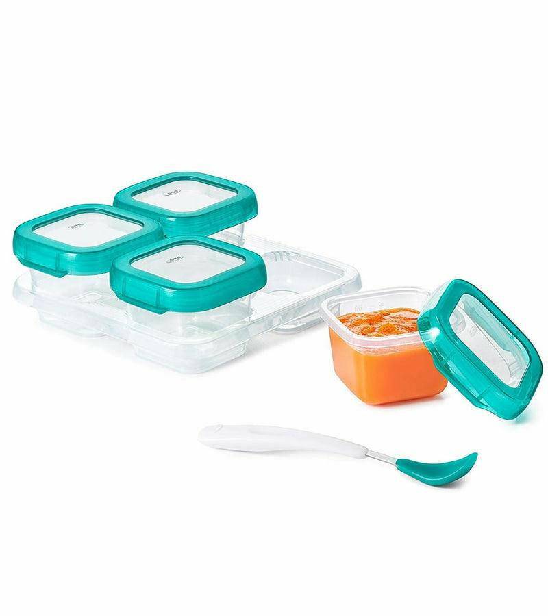 OXO Tot Baby Glass Baby Blocks Storage Containers, 4 oz - Teal - Traveling Tikes 