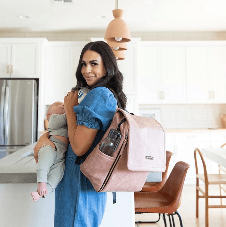 Petunia Pickle Bottom Boxy Backpack - Dusty Rose Matte Leatherette - Traveling Tikes 