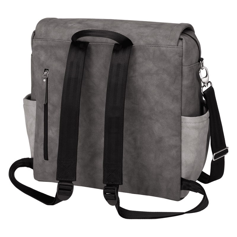 Petunia Pickle Bottom Boxy Backpack in Pewter Matte Leatherette - Traveling Tikes 