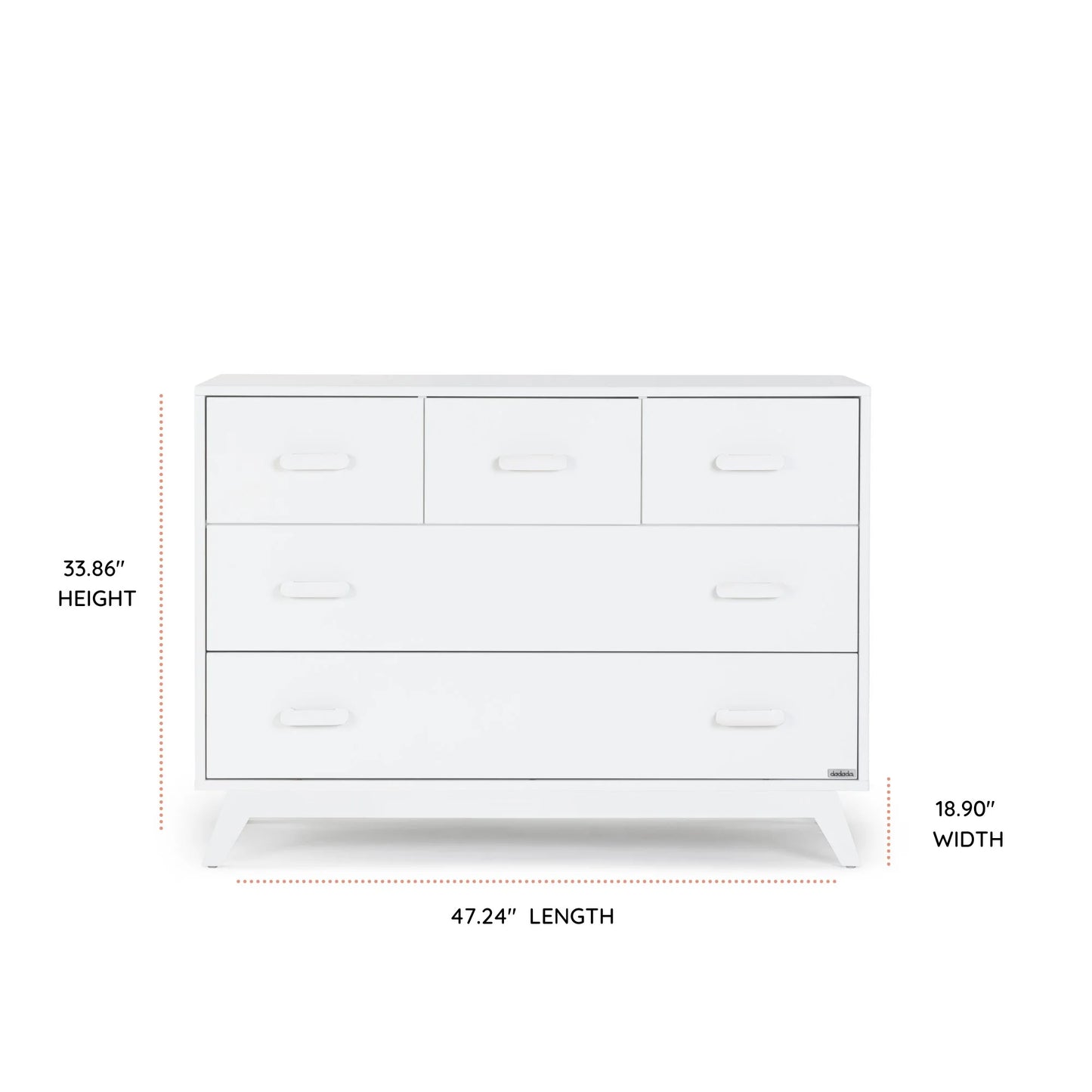 Dadada Soho 5-Drawer Nursery Dresser - White