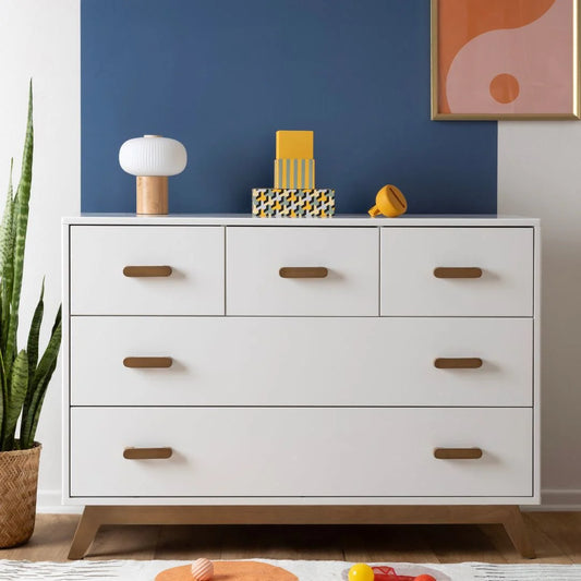 Dadada Soho 5-Drawer Nursery Dresser - White + Walnut