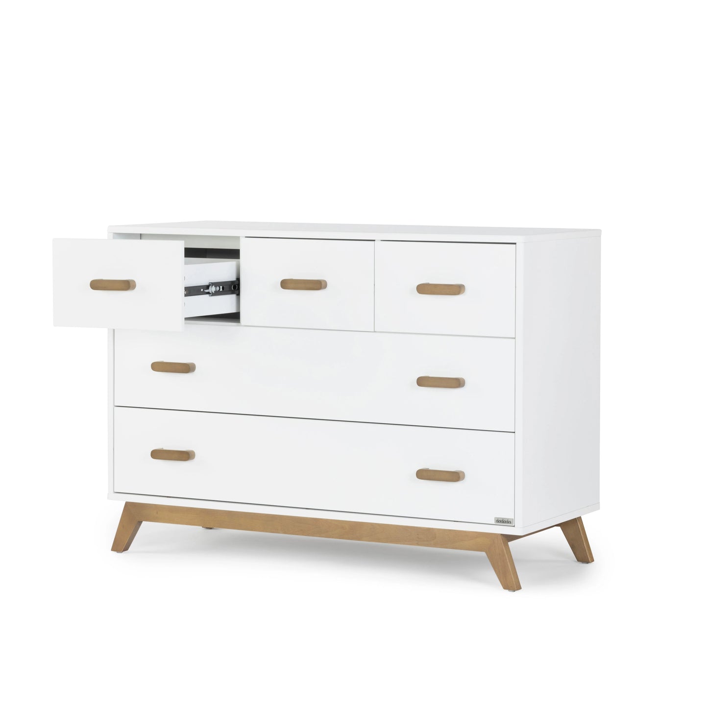 Dadada Soho 5-Drawer Nursery Dresser - White + Walnut