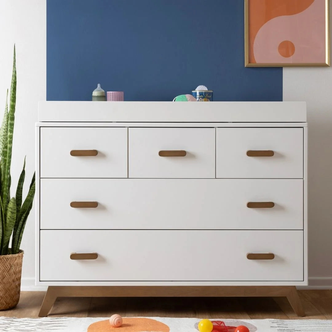 Dadada Soho 5-Drawer Nursery Dresser - White + Walnut