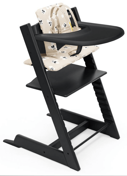 Stokke Tripp Trapp Complete High Chair and Cushion with Tray - Black / Mickey Signature - Traveling Tikes 