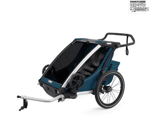 Thule Chariot Cross  2-Seat Multisport Bike Trailer Majolica Blue - Traveling Tikes 