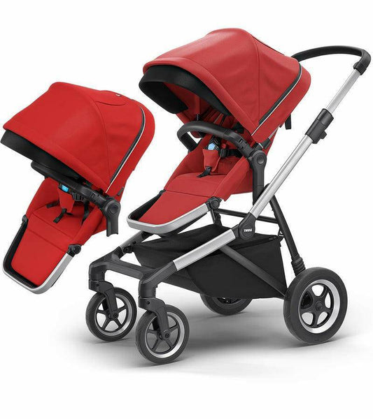 Thule Sleek Double Stroller - Energy Red - Traveling Tikes 