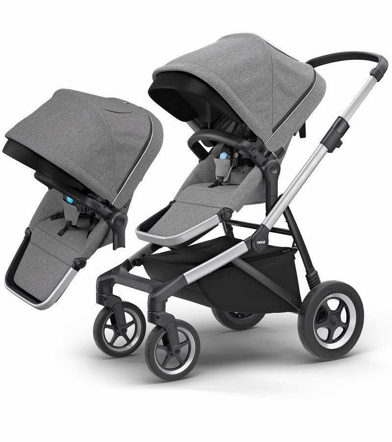 Thule Sleek Double Stroller - Grey Melange - Traveling Tikes 