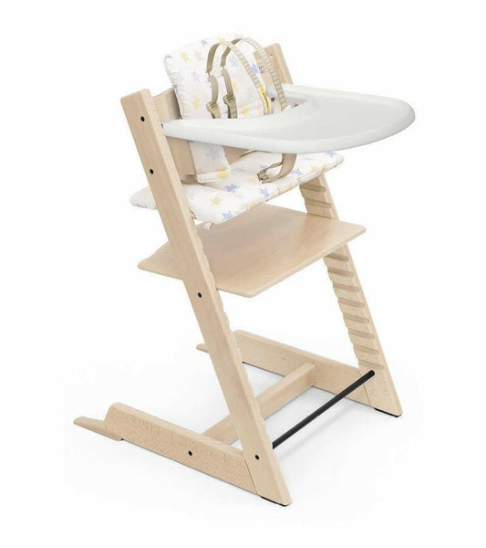Tripp Trapp Complete High Chair and Cushion with Stokke Tray - Natural / Multi Stars - Traveling Tikes 