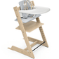 Tripp Trapp Complete High Chair and Cushion with Stokke Tray - Natural Oak / Nordic Blue - Traveling Tikes 