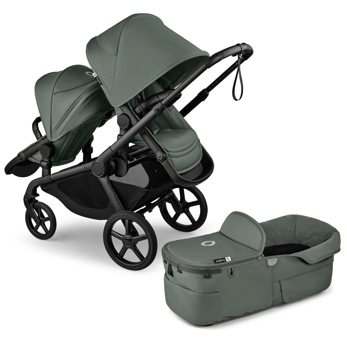 Bugaboo Kangaroo Double Stroller Bundle - Black / Forest Green / Forest Green 100280019-100281020