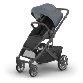 UPPAbaby Cruz V3 Stroller - Julian - Dusty Blue Mélange | Carbon Frame | Chestnut Leather