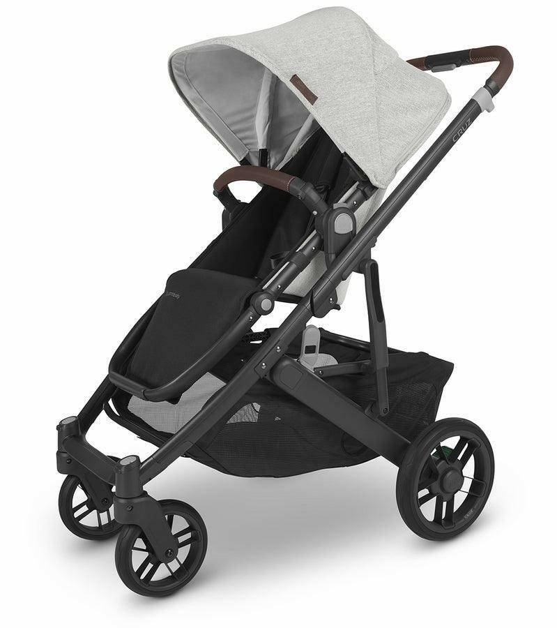 UPPAbaby CRUZ V2 Stroller - Anthony (White and Grey Chenille / Carbon / Chestnut Leather) - Traveling Tikes 