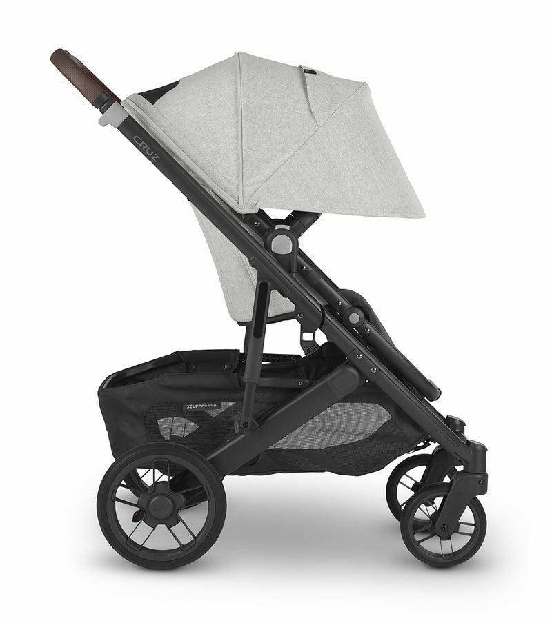 UPPAbaby CRUZ V2 Stroller - Anthony (White and Grey Chenille / Carbon / Chestnut Leather) - Traveling Tikes 