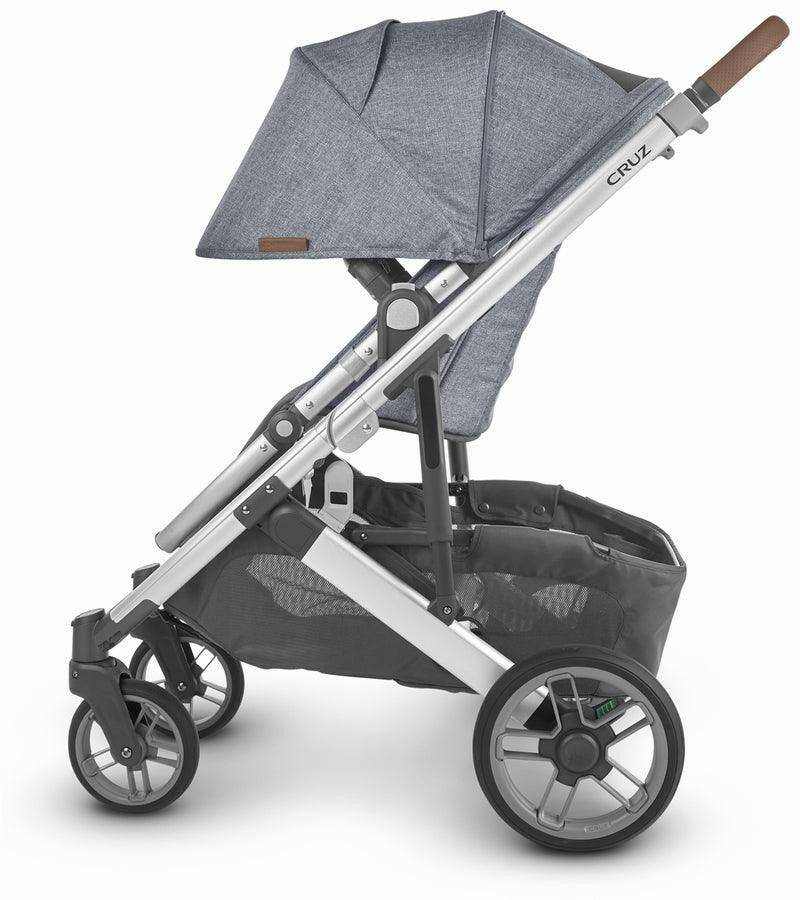 UPPAbaby Cruz V2 Stroller - Gregory (Blue Melange/Silver/Saddle Leather) - Traveling Tikes 