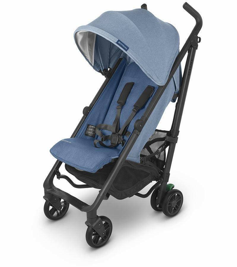 UPPAbaby G-LUXE 2023 Umbrella Stroller - Charlotte (Coastal Blue Melange / Carbon) - Traveling Tikes 