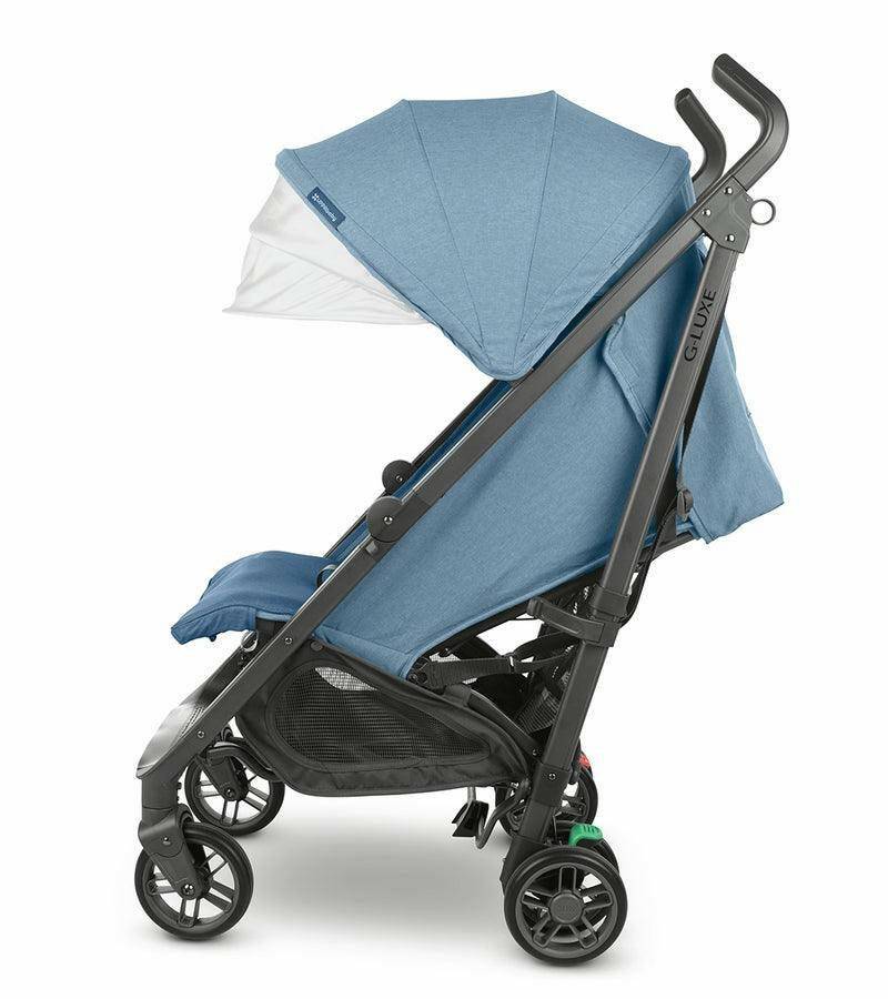 UPPAbaby G-LUXE 2023 Umbrella Stroller - Charlotte (Coastal Blue Melange / Carbon) - Traveling Tikes 