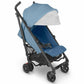 UPPAbaby G-LUXE 2023 Umbrella Stroller - Charlotte (Coastal Blue Melange / Carbon) - Traveling Tikes 