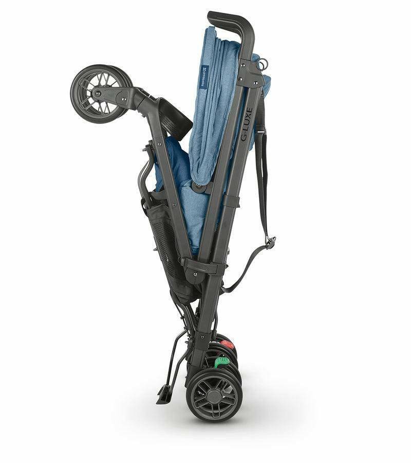 UPPAbaby G-LUXE 2023 Umbrella Stroller - Charlotte (Coastal Blue Melange / Carbon) - Traveling Tikes 