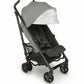 UPPAbaby G-LUXE 2023 Umbrella Stroller - Greyson (Charcoal Melange / Carbon) - Traveling Tikes 