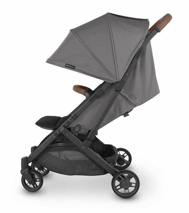 UPPAbaby MINU V2 Compact Stroller - Greyson (Charcoal Melange / Carbon / Saddle Leather) - Traveling Tikes 